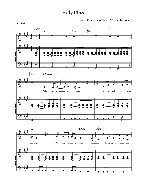 Holy Place Piano/Vocal (FAITHFUL / Ginny Owens)