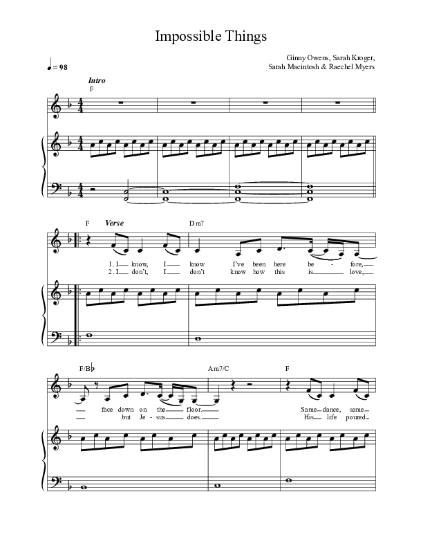 Impossible Things Lead & Piano (FAITHFUL / Ginny Owens)