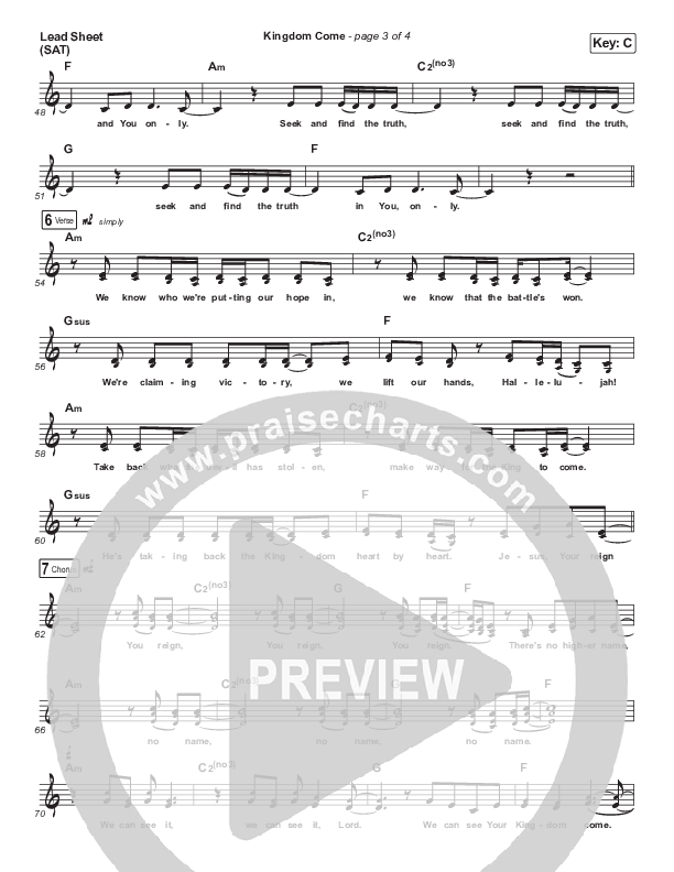 Kingdom Come Lead Sheet (SAT) (Kira Fontana)
