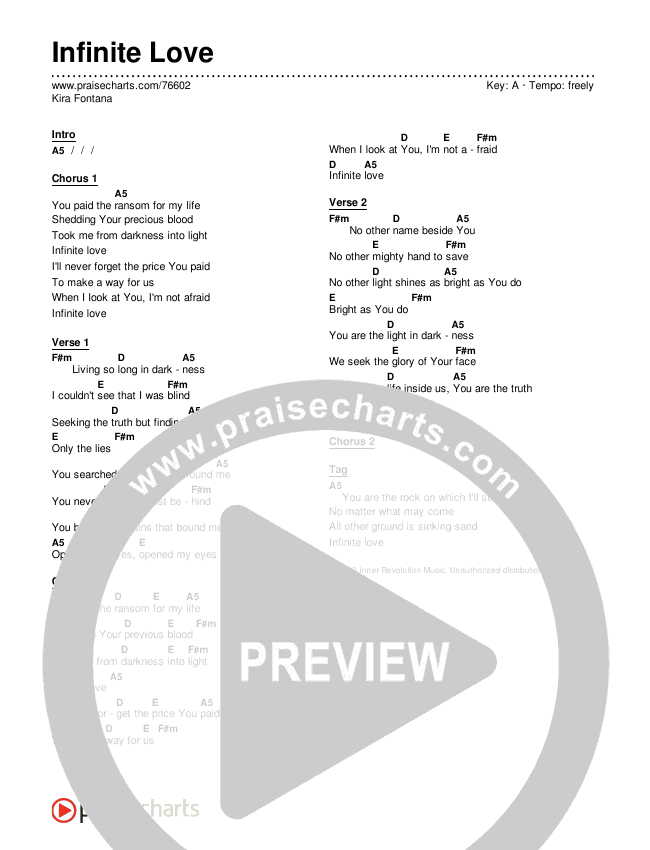 Infinite Love Chords & Lyrics (Kira Fontana)