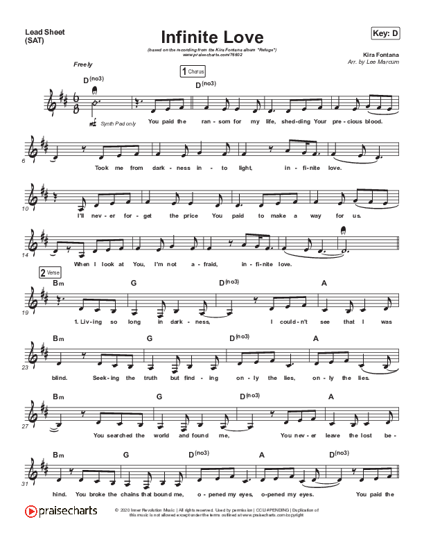 Infinite Love Lead Sheet (SAT) (Kira Fontana)