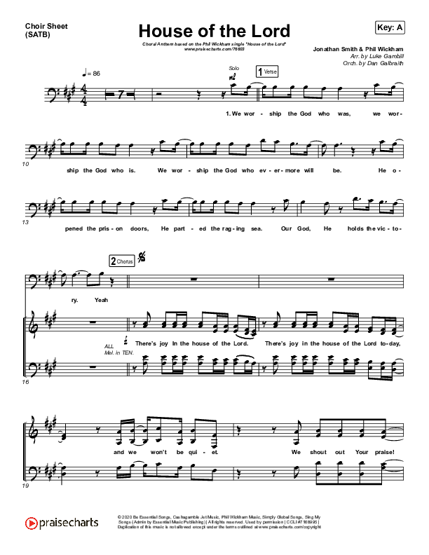 House Of The Lord (Choral Anthem SATB) Choir Vocals (SATB) (Phil Wickham / Arr. Luke Gambill)