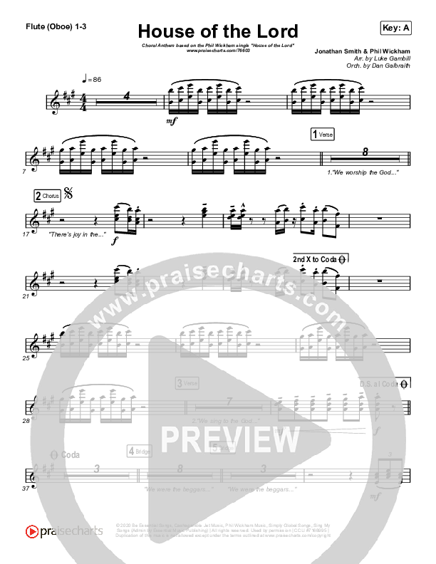 House Of The Lord (Choral Anthem SATB) Flute/Oboe 1/2/3 (Phil Wickham / Arr. Luke Gambill)