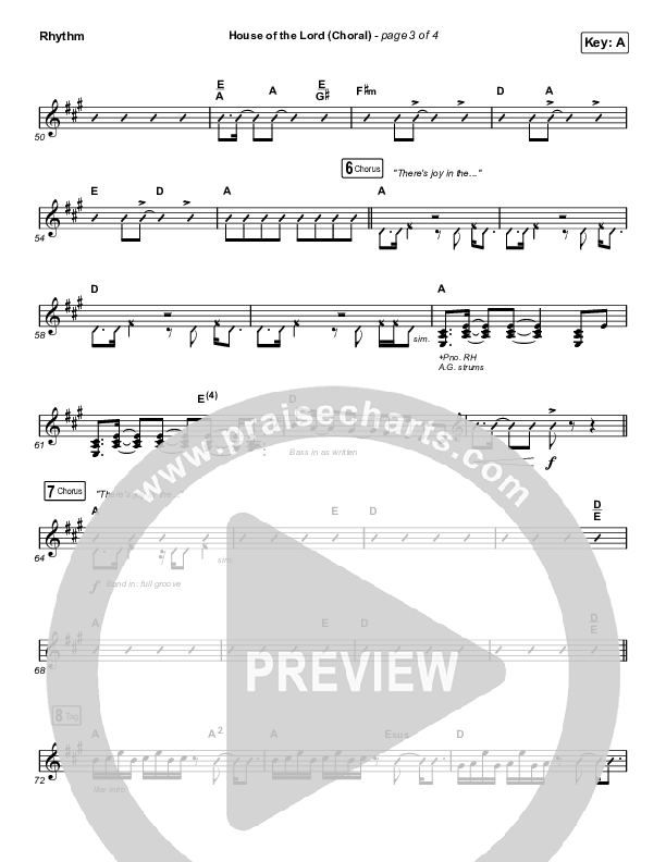 House Of The Lord (Choral Anthem SATB) Rhythm Chart (Phil Wickham / Arr. Luke Gambill)
