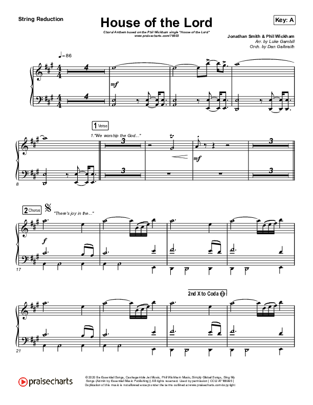 House Of The Lord (Choral Anthem SATB) String Reduction (Phil Wickham / Arr. Luke Gambill)