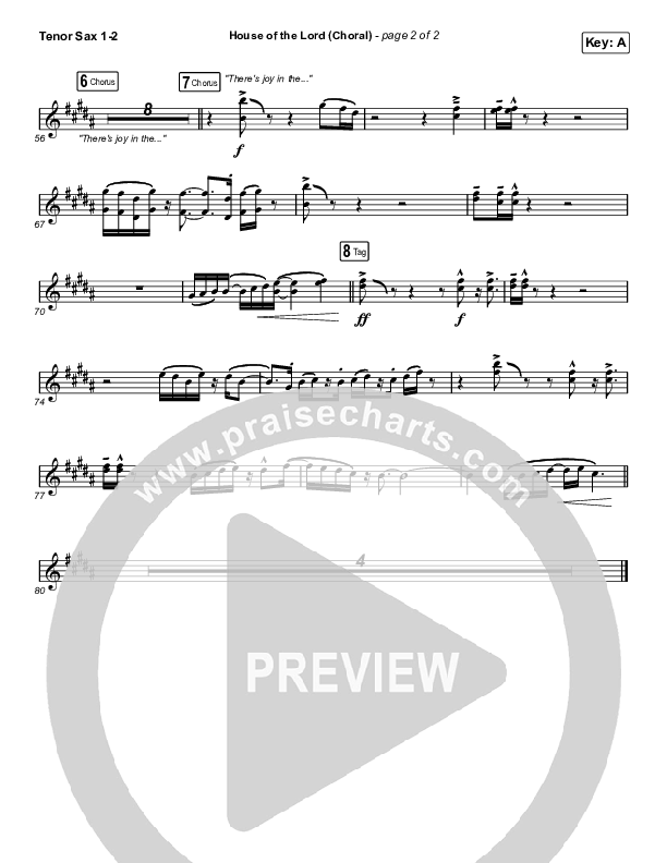 House Of The Lord (Choral Anthem SATB) Tenor Sax 1/2 (Phil Wickham / Arr. Luke Gambill)