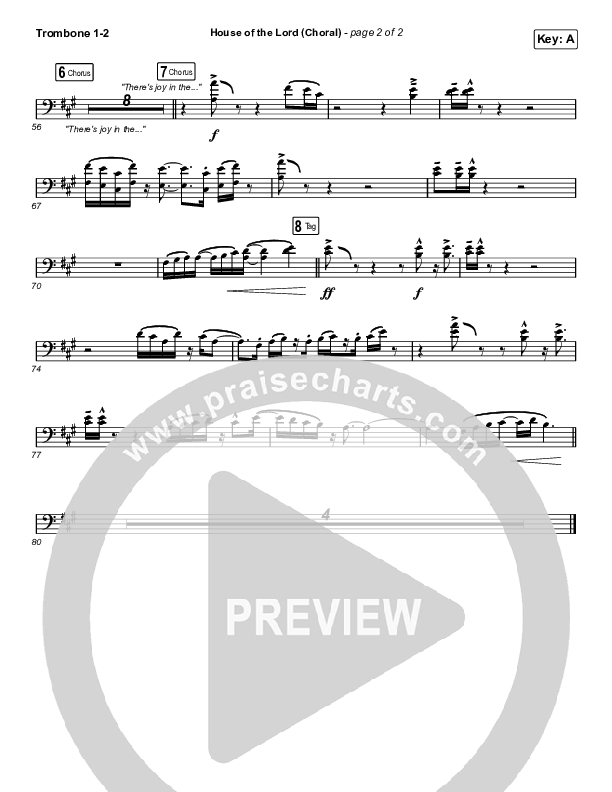 House Of The Lord (Choral Anthem SATB) Trombone 1/2 (Phil Wickham / Arr. Luke Gambill)