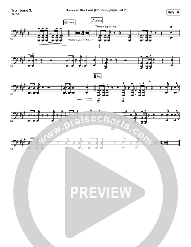 House Of The Lord (Choral Anthem SATB) Trombone 3/Tuba (Phil Wickham / Arr. Luke Gambill)