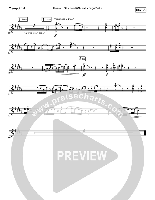 House Of The Lord (Choral Anthem SATB) Trumpet 1,2 (Phil Wickham / Arr. Luke Gambill)
