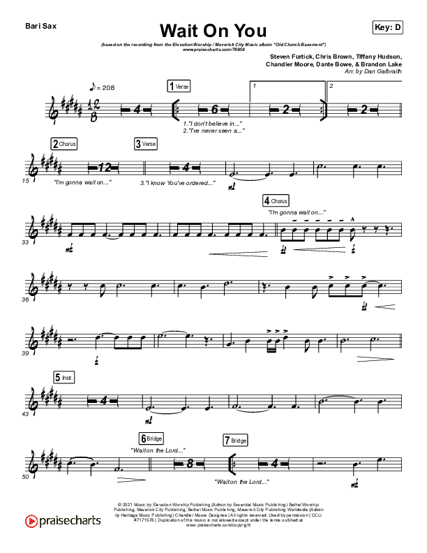 Wait On You Bari Sax (Maverick City Music / Elevation Worship / Dante Bowe / Chandler Moore)