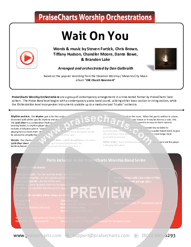 Wait On You Cover Sheet (Maverick City Music / Elevation Worship / Dante Bowe / Chandler Moore)