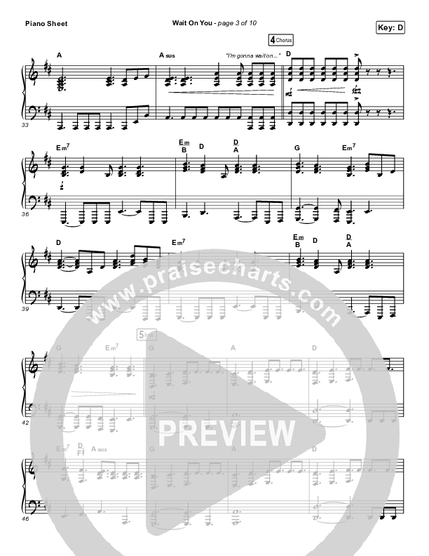 Wait On You Piano Sheet (Maverick City Music / Elevation Worship / Dante Bowe / Chandler Moore)