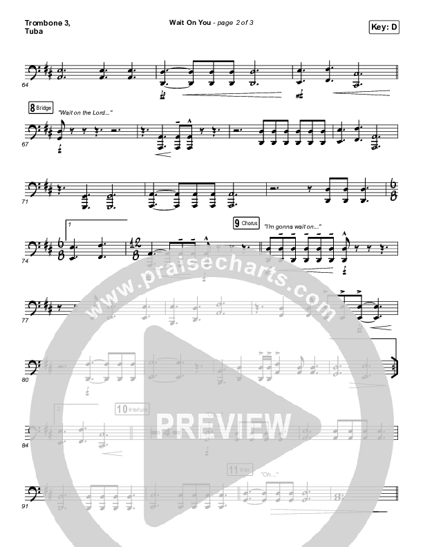 Wait On You Trombone 3/Tuba (Maverick City Music / Elevation Worship / Dante Bowe / Chandler Moore)