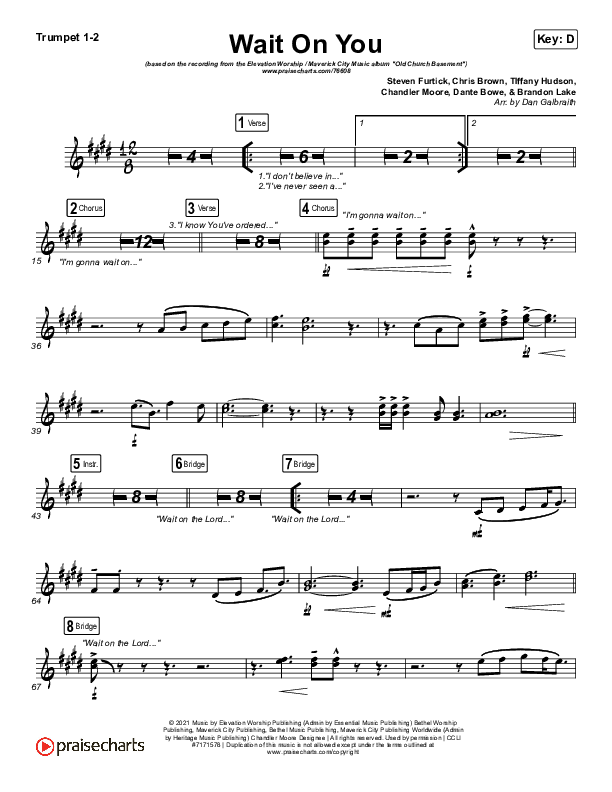 Wait On You Trumpet 1,2 (Maverick City Music / Elevation Worship / Dante Bowe / Chandler Moore)