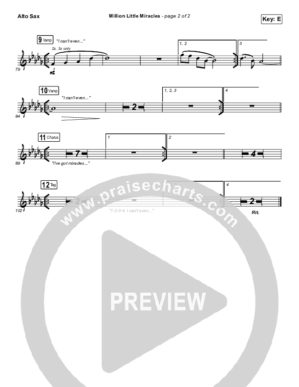 Million Little Miracles Alto Sax (Maverick City Music / Elevation Worship)