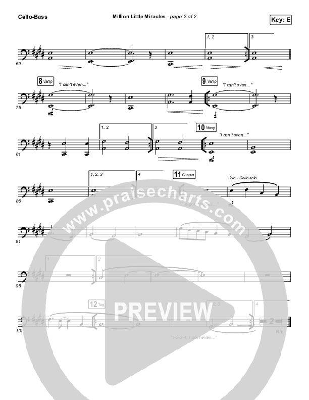 Million Little Miracles Cello/Bass (Maverick City Music / Elevation Worship)