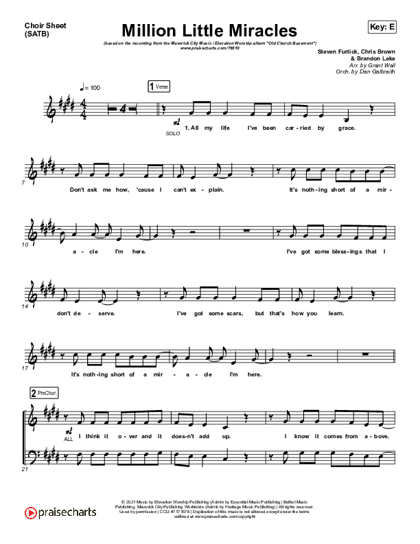 Million Little Miracles Choir Sheet (SATB) (Maverick City Music / Elevation Worship)