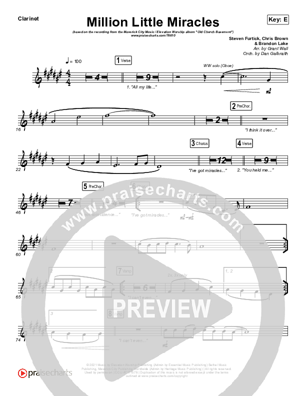 Million Little Miracles Clarinet (Maverick City Music / Elevation Worship)