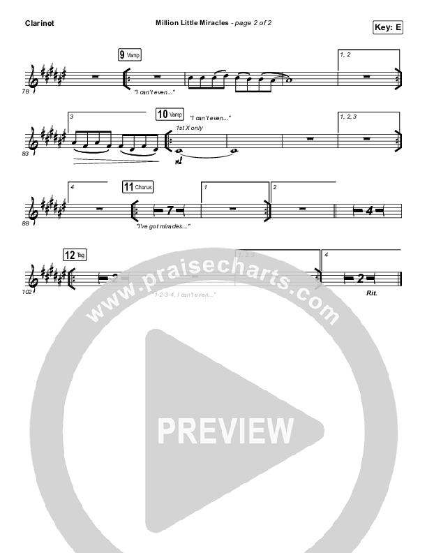 Million Little Miracles Clarinet (Maverick City Music / Elevation Worship)