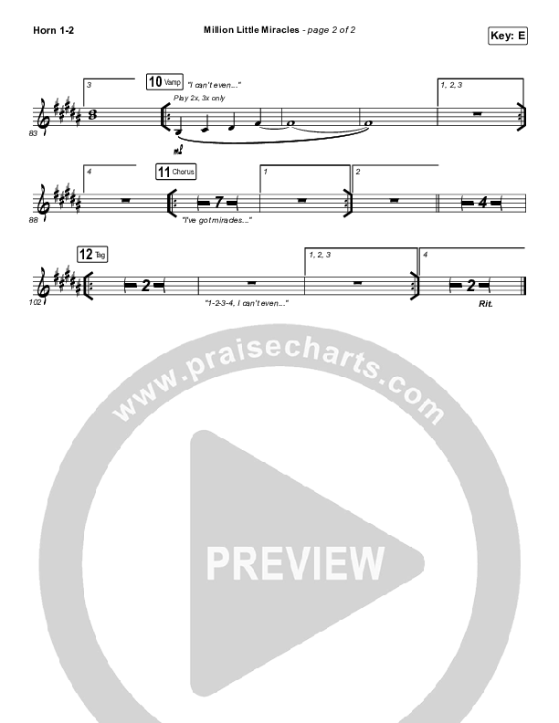 Million Little Miracles French Horn 1/2 (Maverick City Music / Elevation Worship)