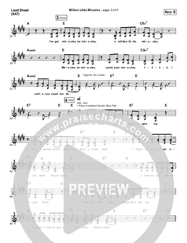 Million Little Miracles Lead Sheet (SAT) (Maverick City Music / Elevation Worship)