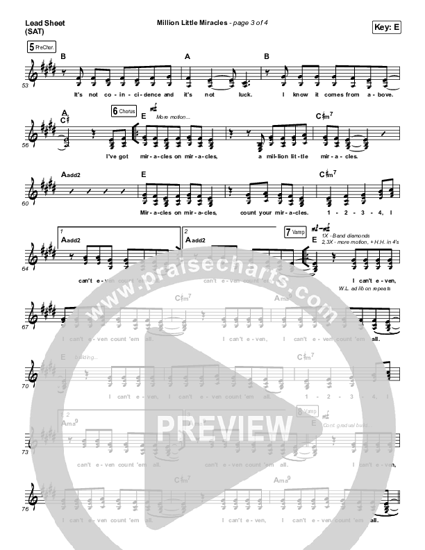 Million Little Miracles Lead Sheet (SAT) (Maverick City Music / Elevation Worship)
