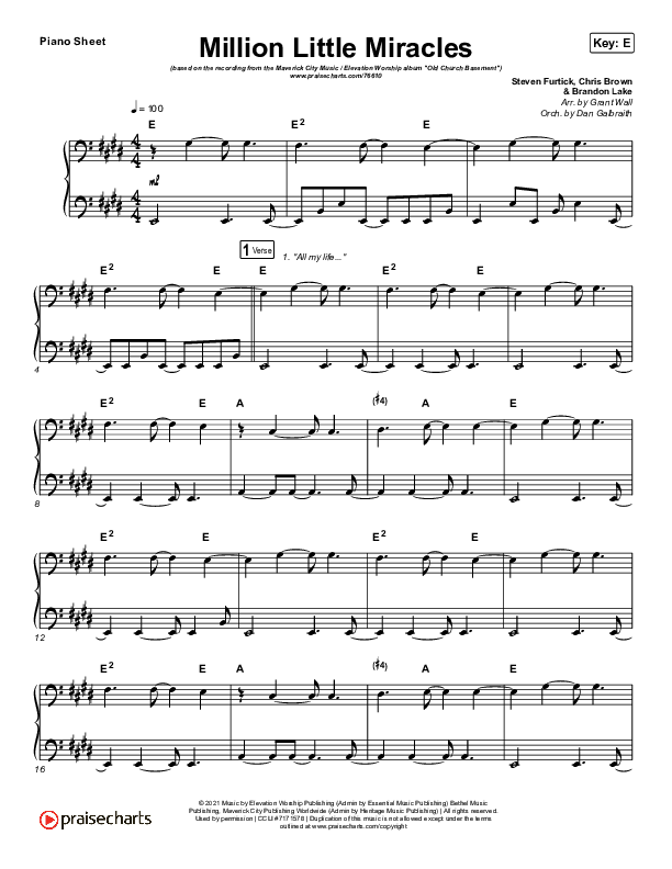 Million Little Miracles Piano Sheet (Maverick City Music / Elevation Worship)