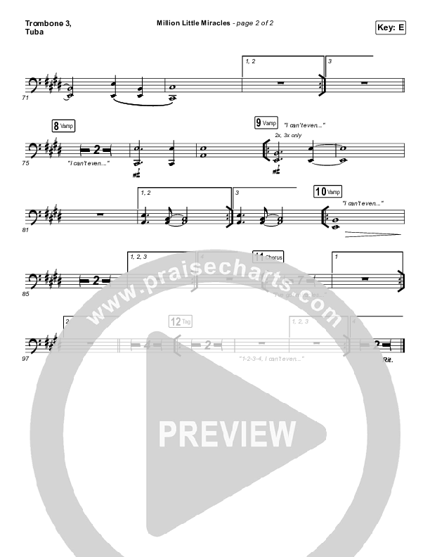 Million Little Miracles Trombone 3/Tuba (Maverick City Music / Elevation Worship)