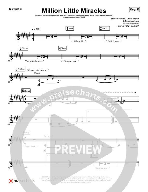 Million Little Miracles Trumpet 3 (Maverick City Music / Elevation Worship)