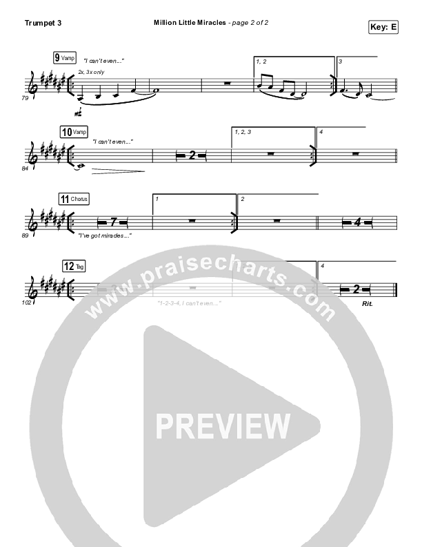 Million Little Miracles Trumpet 3 (Maverick City Music / Elevation Worship)