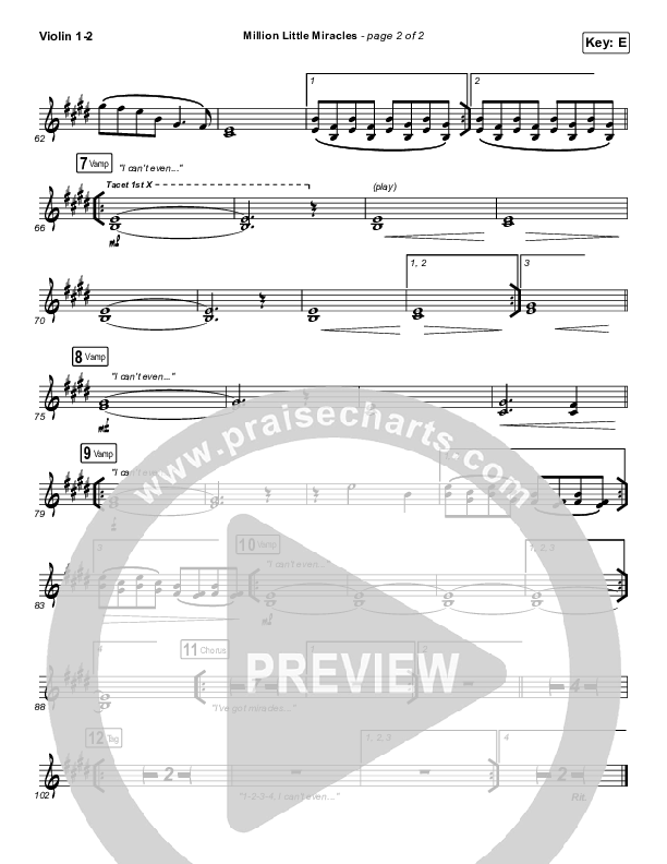 Million Little Miracles Violin 1/2 (Maverick City Music / Elevation Worship)