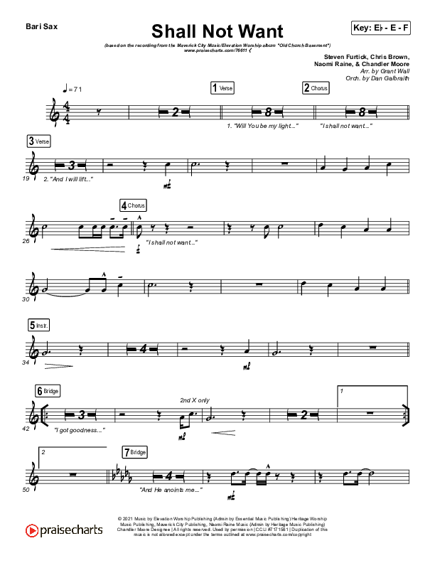 Shall Not Want Bari Sax (Maverick City Music / Elevation Worship / Chandler Moore)