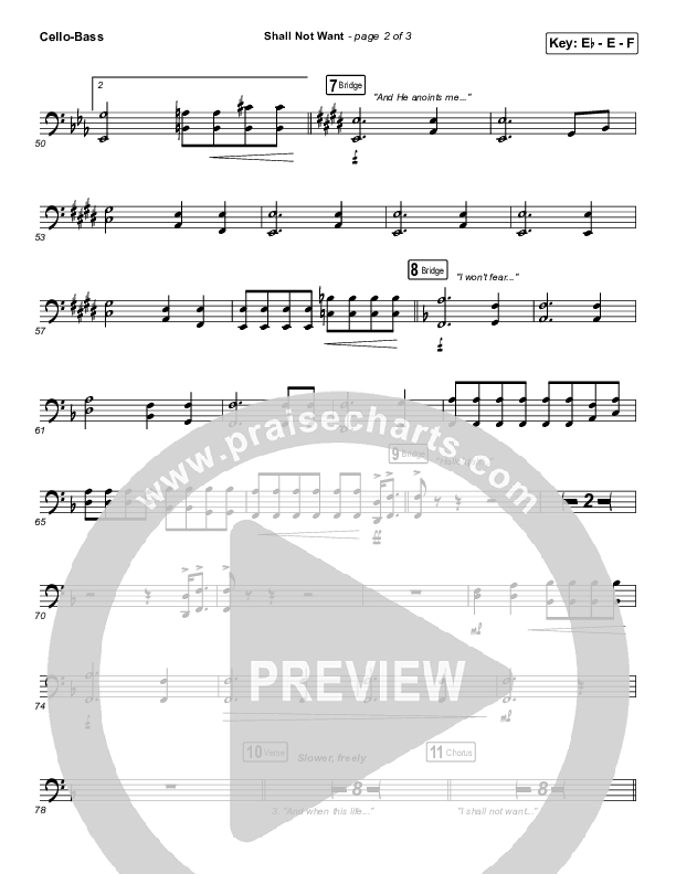 Shall Not Want Cello/Bass (Maverick City Music / Elevation Worship / Chandler Moore)