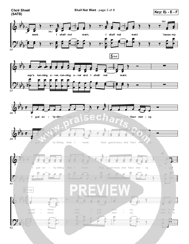 Shall Not Want Choir Vocals (SATB) (Maverick City Music / Elevation Worship / Chandler Moore)