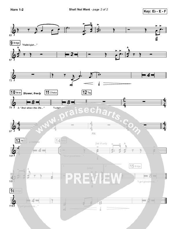 Shall Not Want French Horn 1/2 (Maverick City Music / Elevation Worship / Chandler Moore)