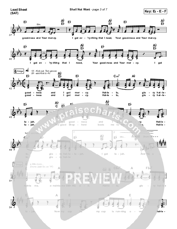 Shall Not Want Lead Sheet (SAT) (Maverick City Music / Elevation Worship / Chandler Moore)