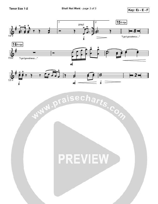 Shall Not Want Tenor Sax 1/2 (Maverick City Music / Elevation Worship / Chandler Moore)