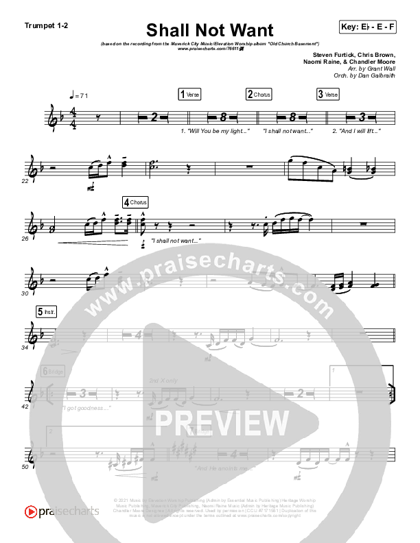 Shall Not Want Trumpet 1,2 (Maverick City Music / Elevation Worship / Chandler Moore)