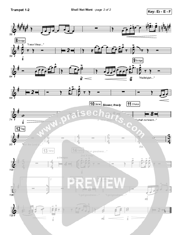 Shall Not Want Trumpet 1,2 (Maverick City Music / Elevation Worship / Chandler Moore)