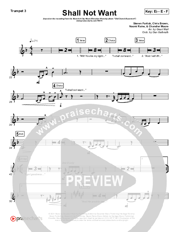 Shall Not Want Trumpet 3 (Maverick City Music / Elevation Worship / Chandler Moore)