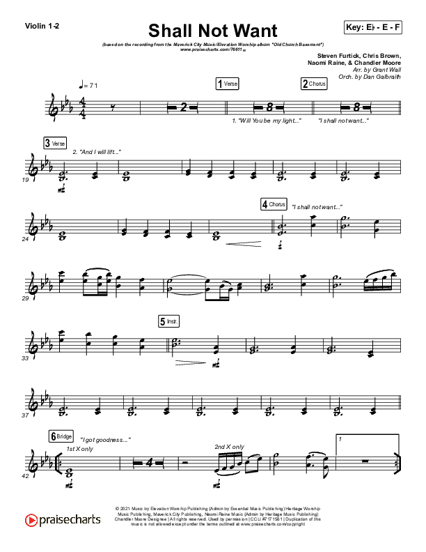 Shall Not Want Violin 1/2 (Maverick City Music / Elevation Worship / Chandler Moore)