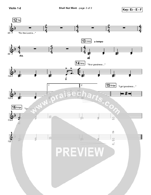 Shall Not Want Violin 1/2 (Maverick City Music / Elevation Worship / Chandler Moore)