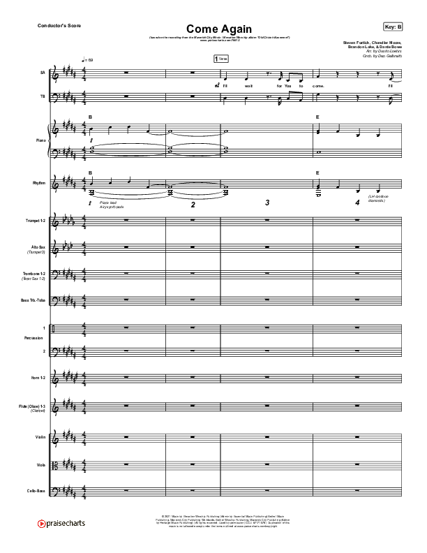 Come Again Conductor's Score (Maverick City Music / Elevation Worship / Chandler Moore / Brandon Lake)