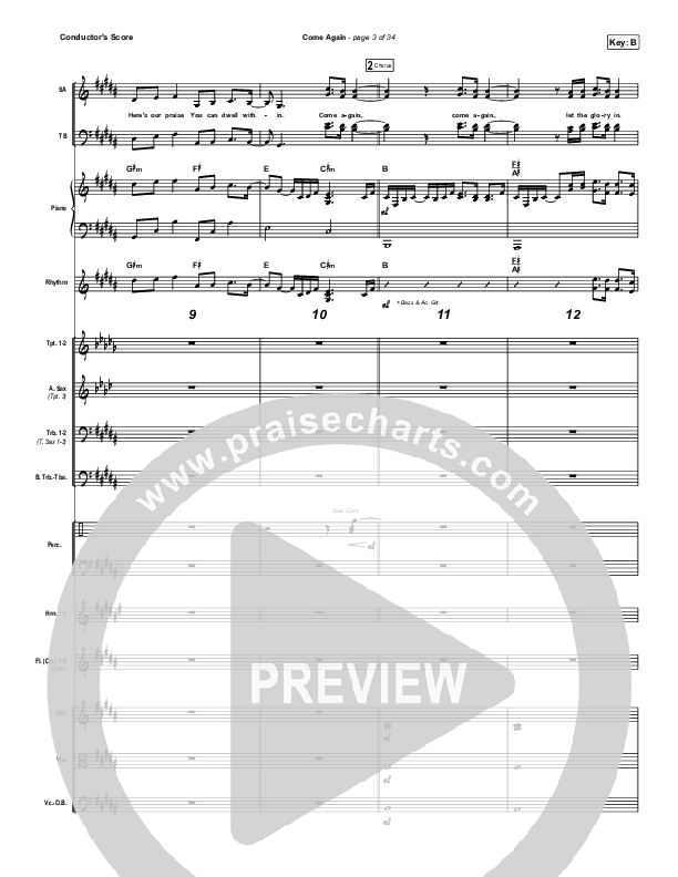 Come Again Conductor's Score (Maverick City Music / Elevation Worship / Chandler Moore / Brandon Lake)
