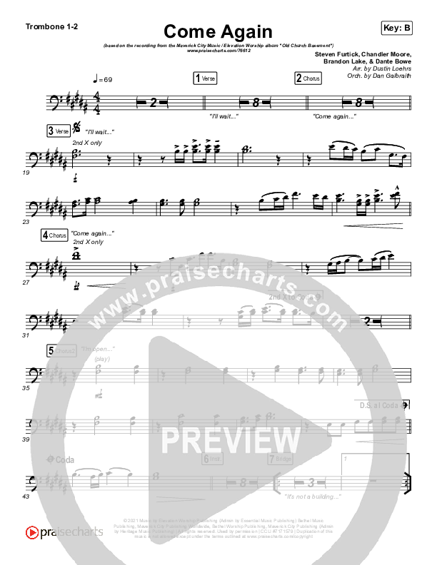 Come Again Trombone 1/2 (Maverick City Music / Elevation Worship / Chandler Moore / Brandon Lake)
