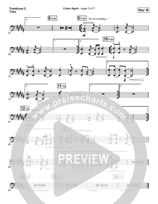 Come Again Trombone 3/Tuba (Maverick City Music / Elevation Worship / Chandler Moore / Brandon Lake)