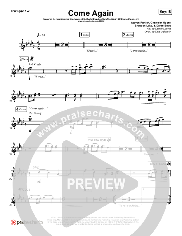 Come Again Trumpet 1,2 (Maverick City Music / Elevation Worship / Chandler Moore / Brandon Lake)