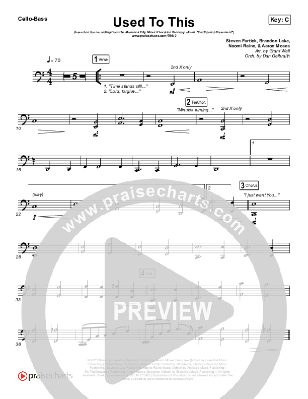 Used To This Cello/Bass (Maverick City Music / Elevation Worship / Brandon Lake / Naomi Raine)