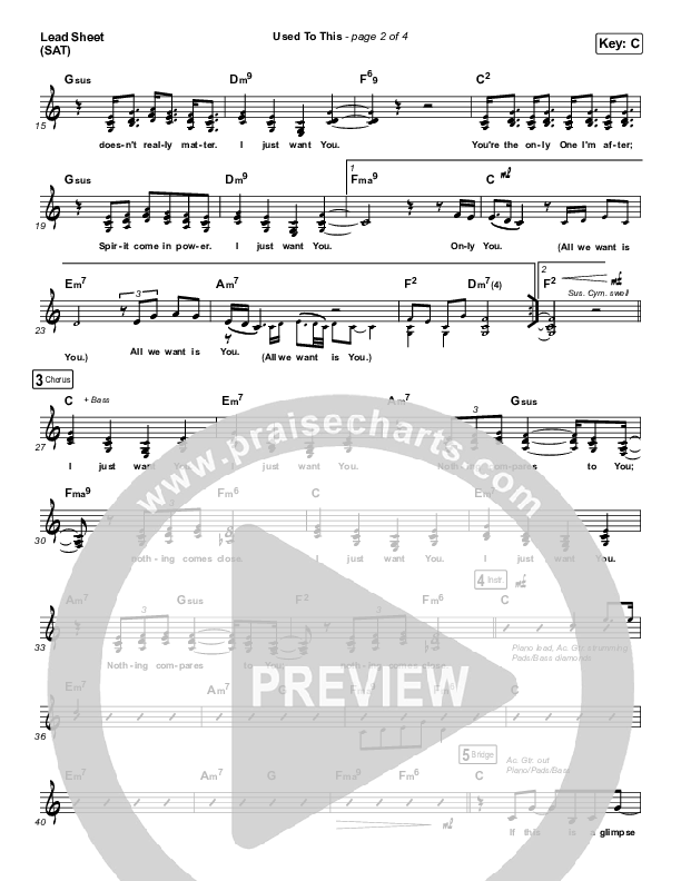 Used To This Lead Sheet (SAT) (Maverick City Music / Elevation Worship / Brandon Lake / Naomi Raine)