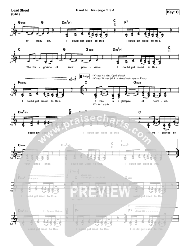 Used To This Lead Sheet (SAT) (Maverick City Music / Elevation Worship / Brandon Lake / Naomi Raine)